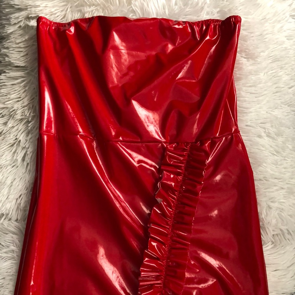 Latex Red Bodycon Dress